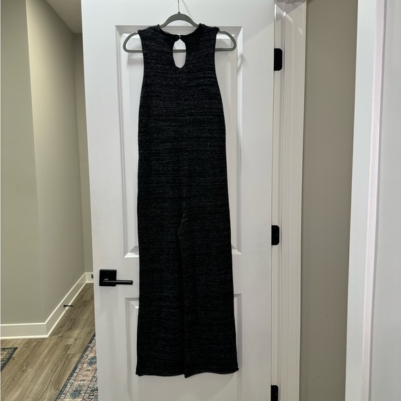 Zara Knit Sleeveless V-Neck Jumpsuit Women Size Medium Gray Linen Blend Pockets - Picture 4 of 16